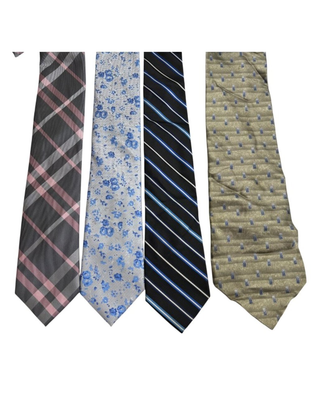 JF J. Ferrar Lot of 4 Men's Neck Ties Striped Plaid Floral Career Office